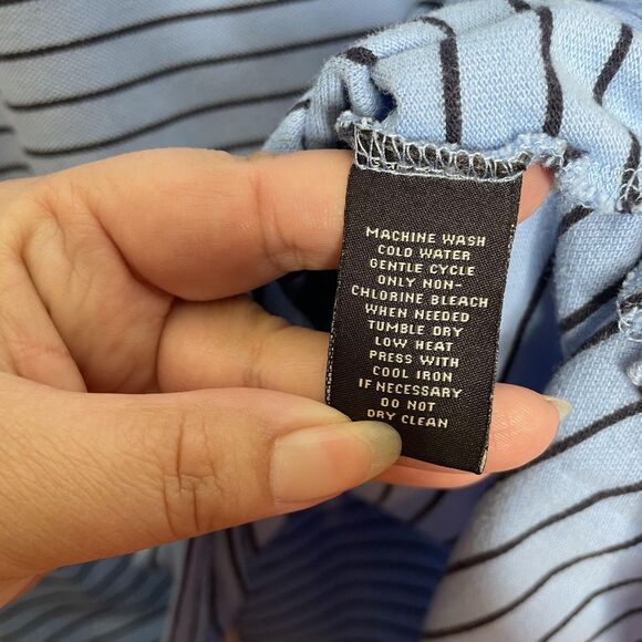 Polo Jeans Co Ralph Lauren Shirt Mens 3X Tall Blue Striped Pique Flag Logo - Picture 9 of 11